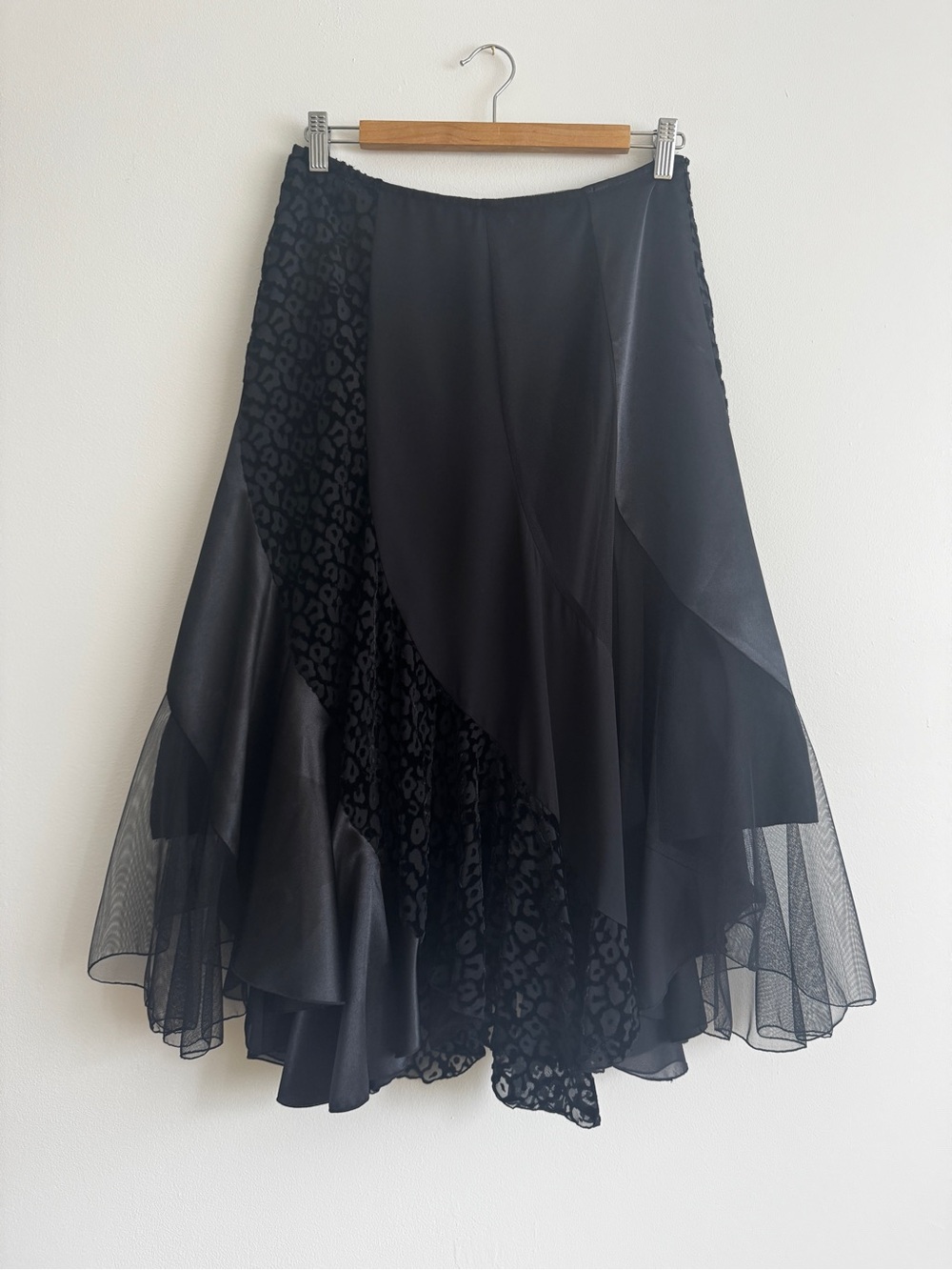 Asymmetrical Black Layered Midi Skirt - Women's - Picture 7 of 9